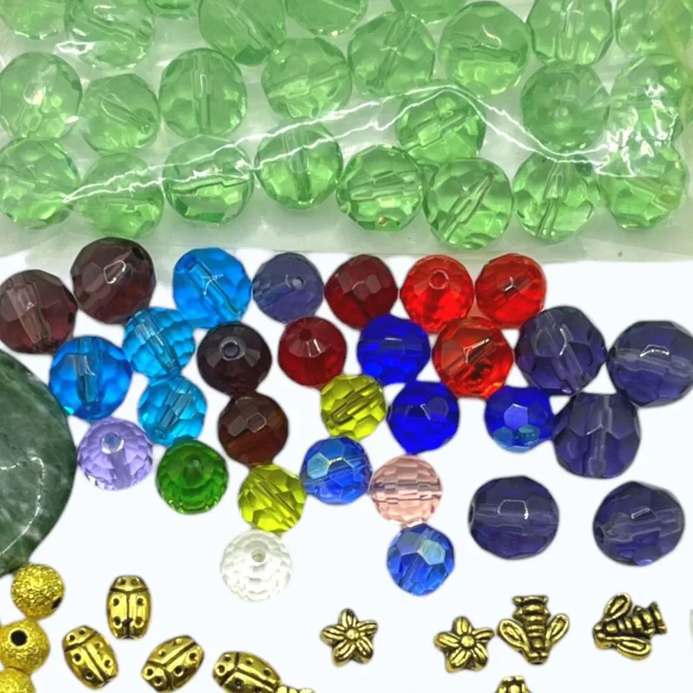Mixed Lot Beads Pendants Glass Gemstone Metal Jewelry Making Variety Colorful